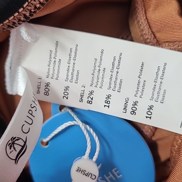 Cupshe Brown/Black Swimsuit, Criss-Cross Neckline,Cutouts, Size Medium, NWT - Picture 9 of 9